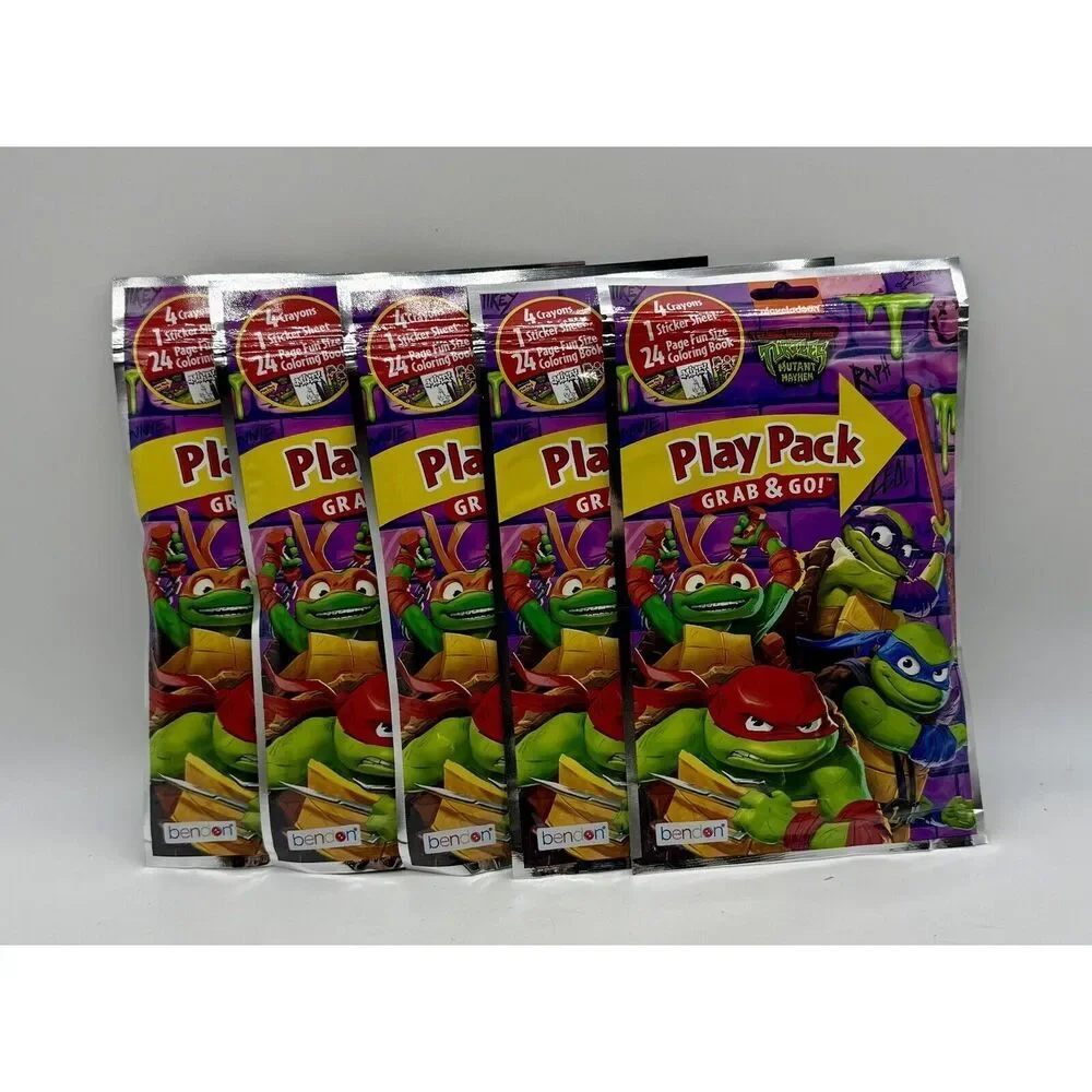 5 Ninja Turtles Grab & Go Play Packs Crayons Stickers Coloring Book‎ Party Favor